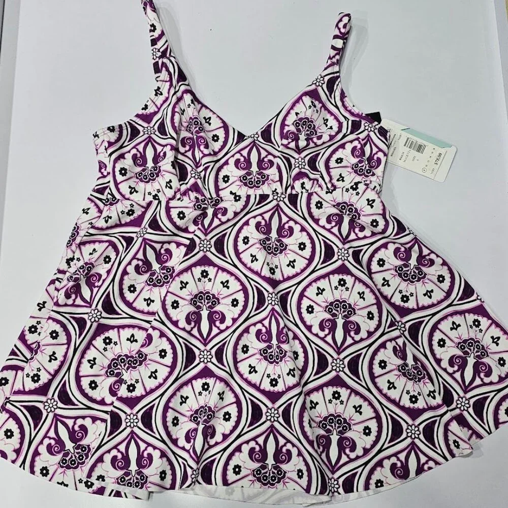 Swim Solutions Tiletale V-Neck Tankini Top - Picture 5 of 9
